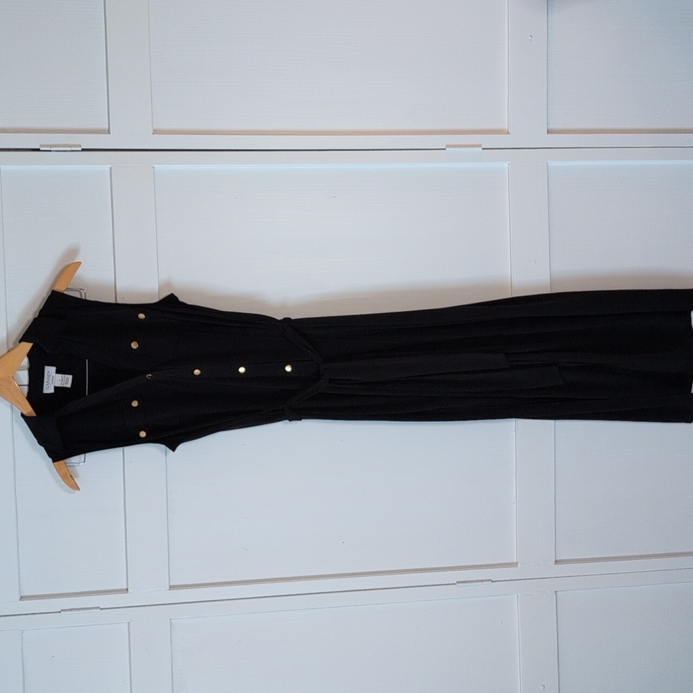 Carmen Marc Valvo Black Maxi Dress with Gold Accents Size small